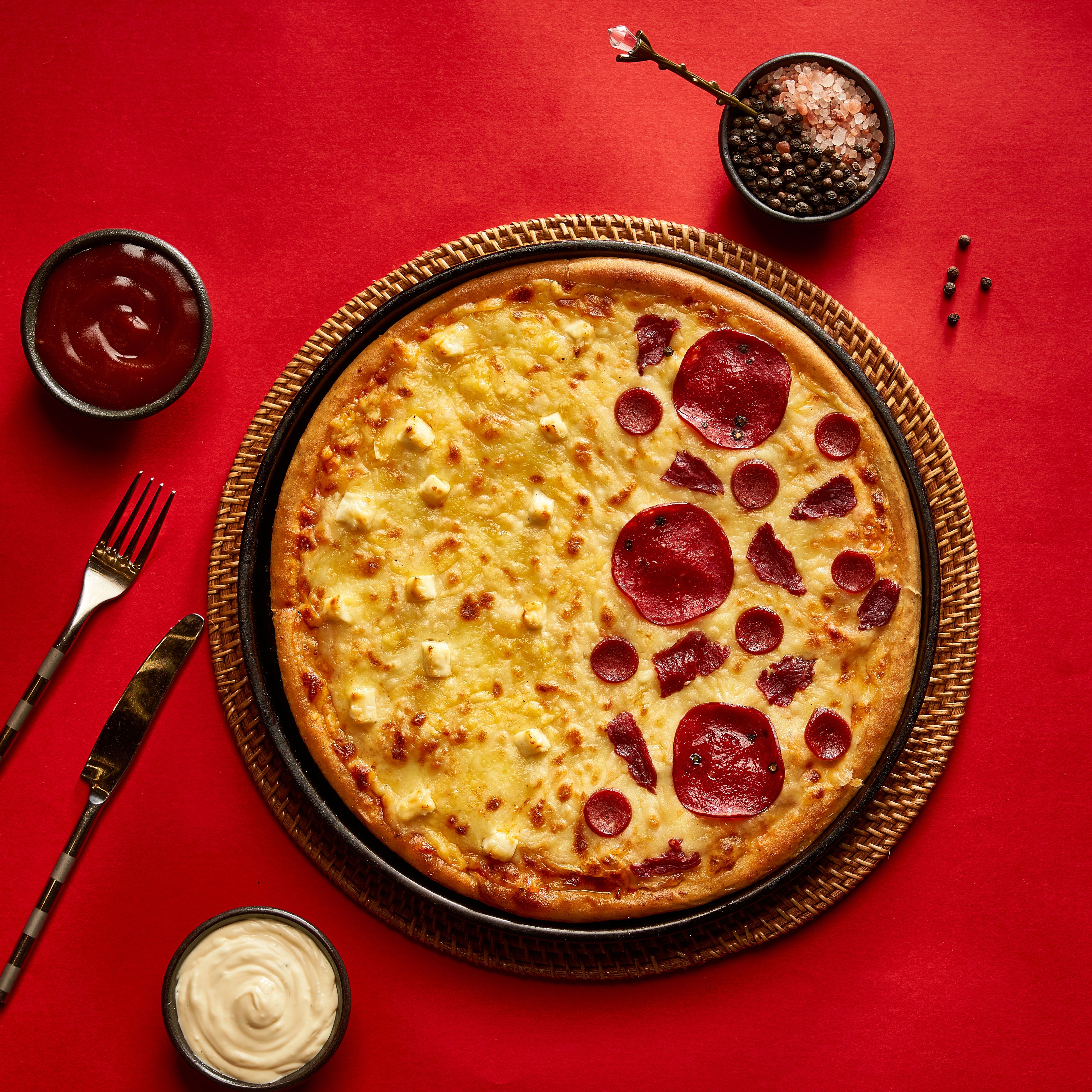 Half Cheese and Half Meat Italian Pizza