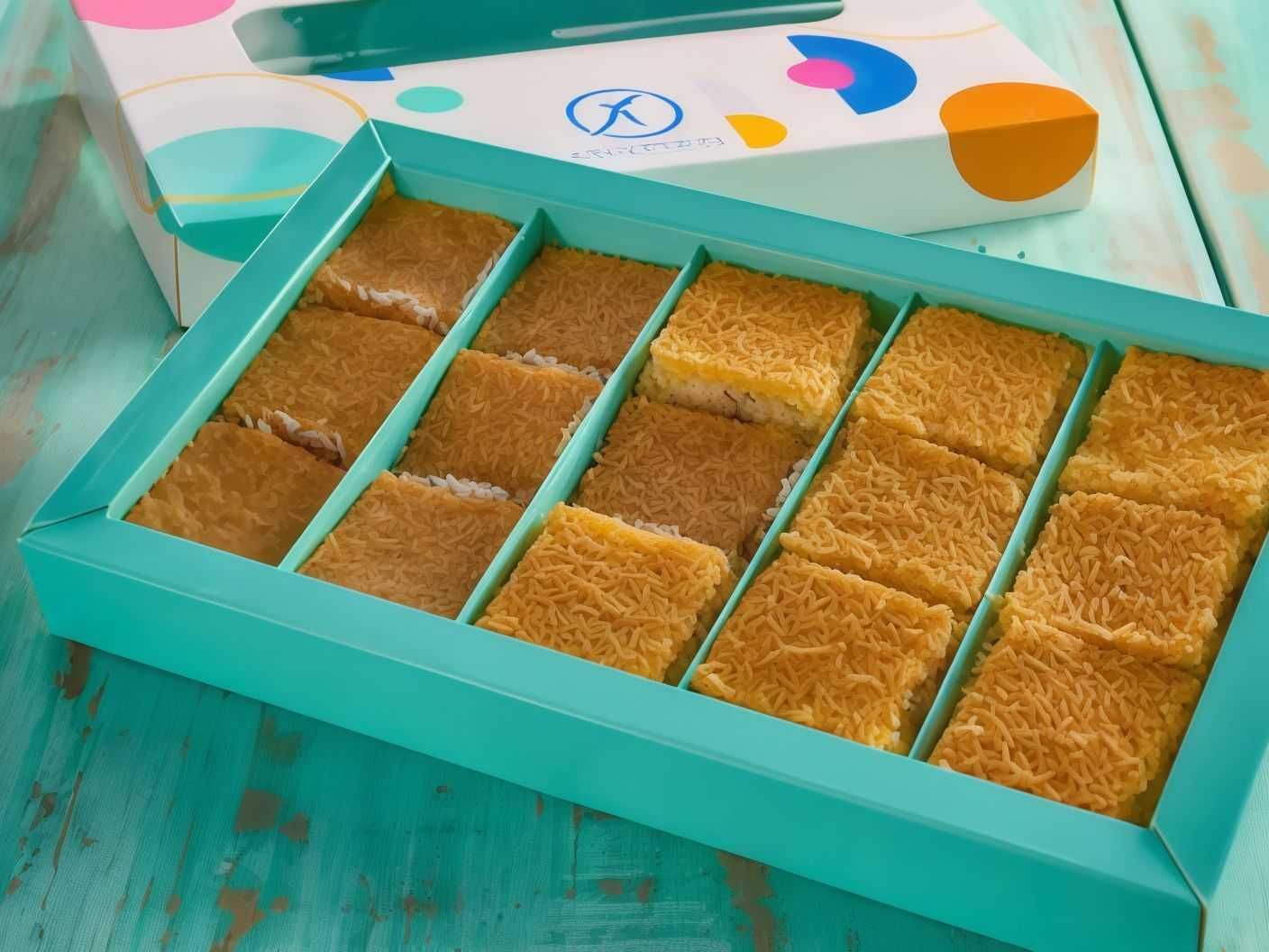 Half Cream Kunafa And Half Plain Basbousa Box