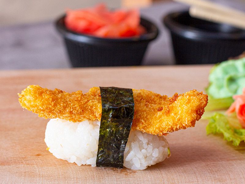 Fried Banko Salmon Nigiri