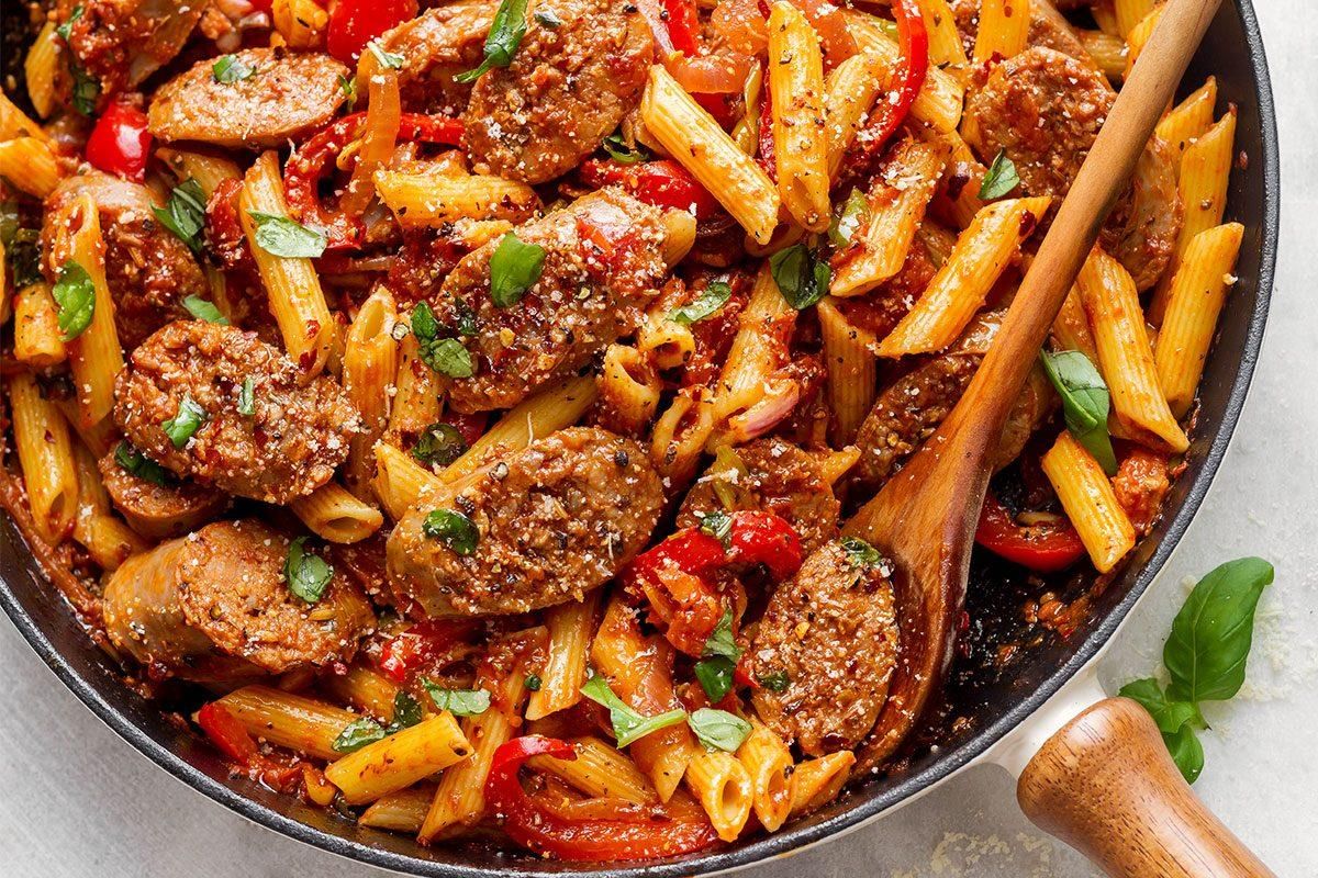 Pasta with Oriental sausage