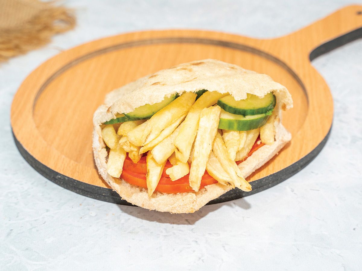 Fried Roumi Cheese With French Fries Sandwich