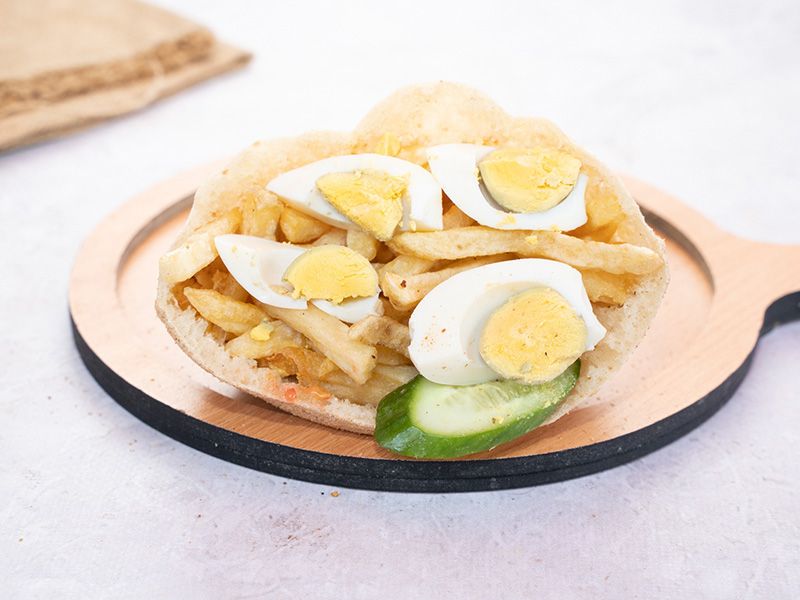 French Fries With Eggs Sandwich