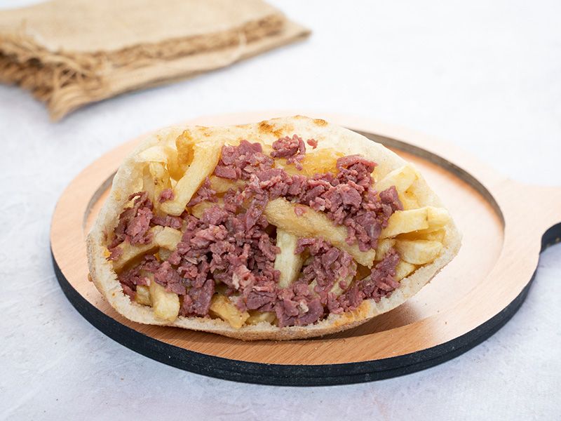 Fried Potato Sandwich with Pastrami