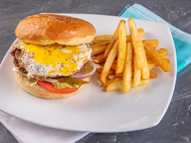 Beef burger sandwich with cheese