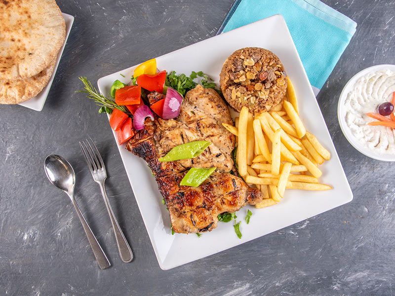 Half grilled chicken