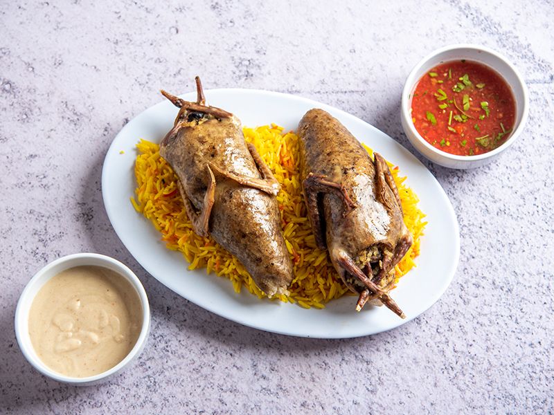 Stuffed pigeon with rice and Khalta mix