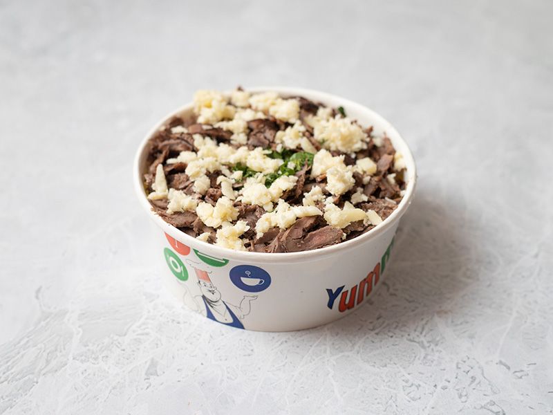 Beef Shawarma Fatteh With Mozzarella Cheese