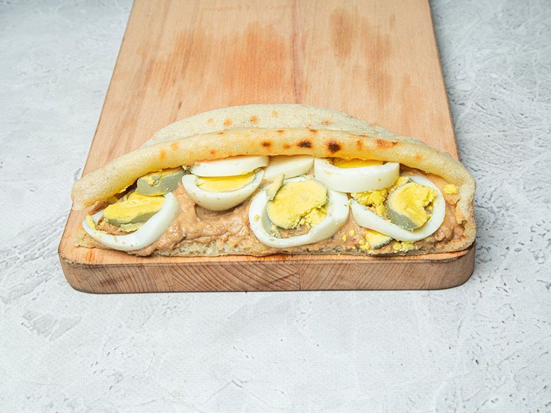 Cheese with boiled eggs
