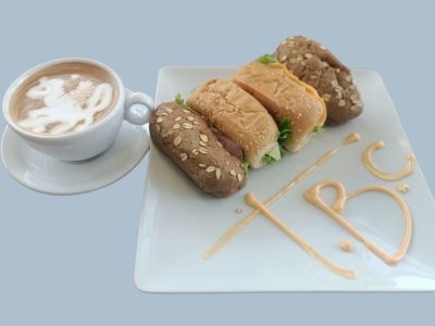 Tbc box + latte or cappuccino hot/iced