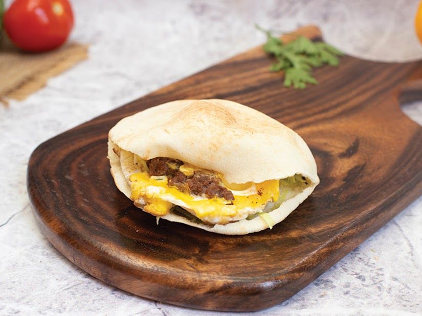 Omelet sandwich with sausage