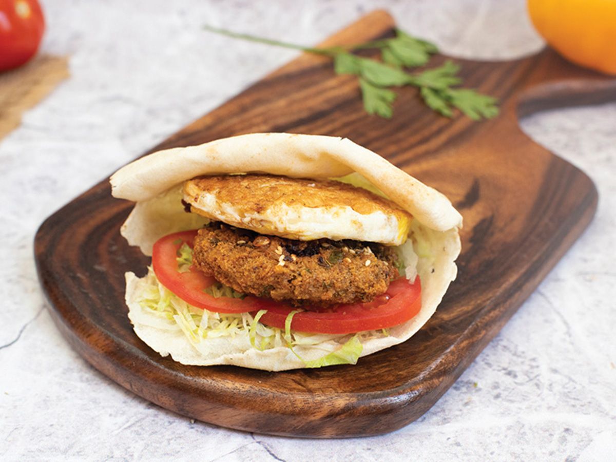 Falafel omelette sandwich