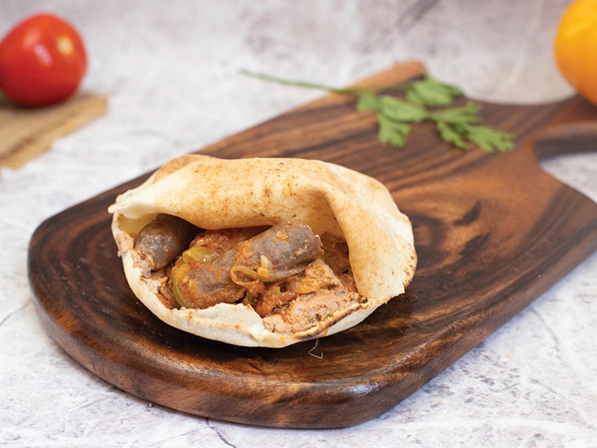 Foul with sausage sandwich