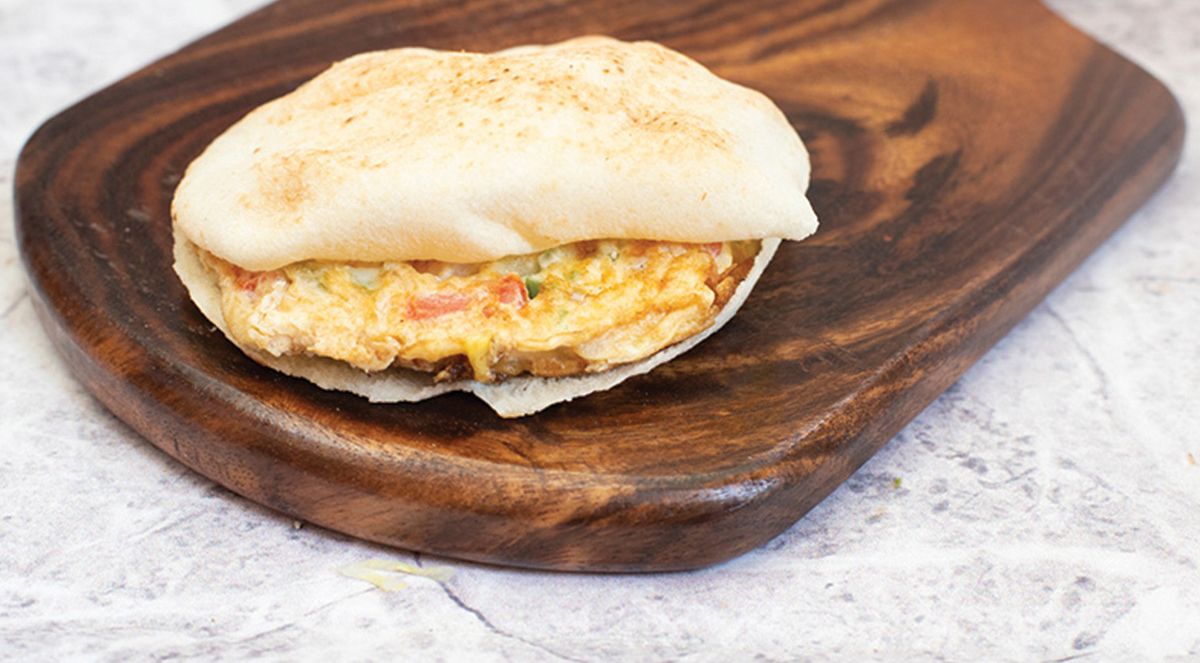 Omelet sandwich with cheddar cheese