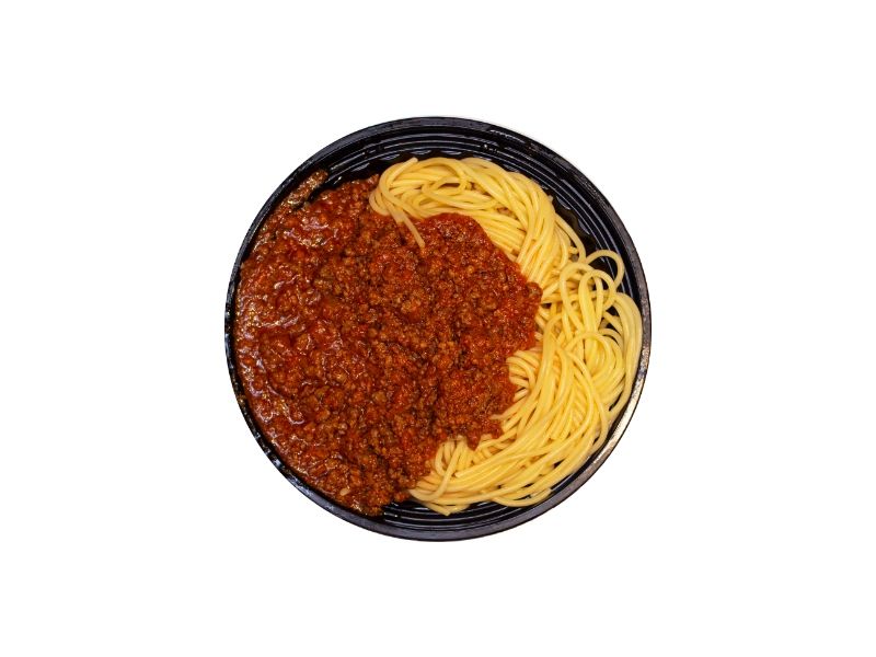 Bolognese pasta with minced meat in red sauce