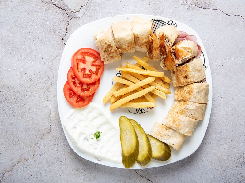 Mixed Shawarma Meal with Arabic Mozzarella Cheese
