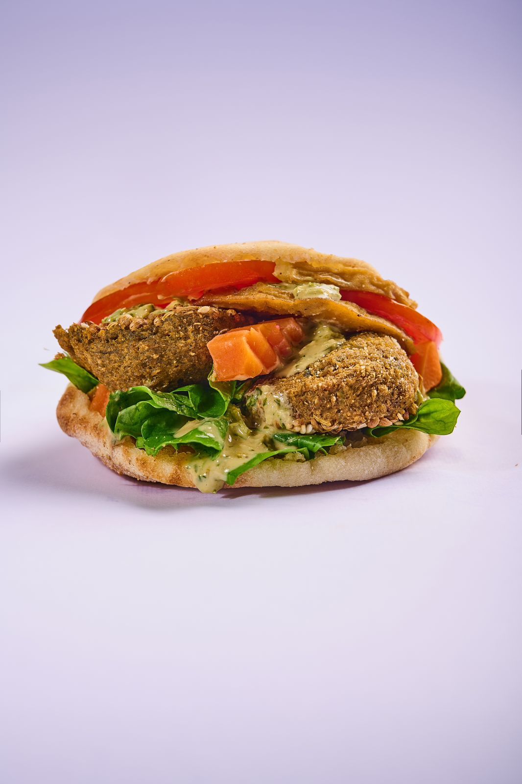 Spicy Taamia with Eggplant Sandwich