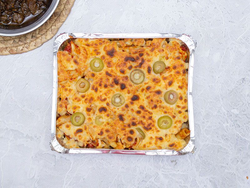 Special Pasta With Minced Meat And Mozzarella Cheese Casserole