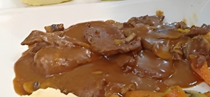 White rice steak with mushroom