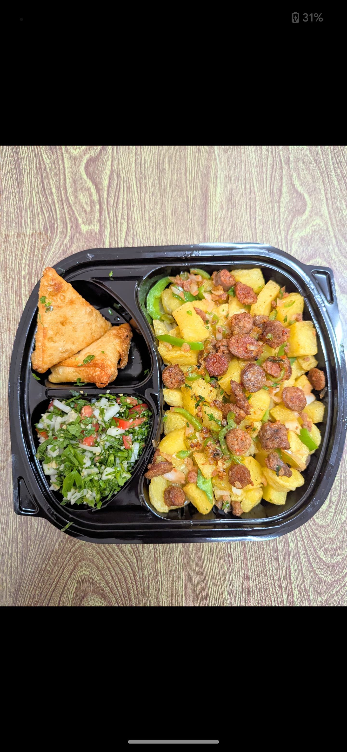 Lunch Box Potato with Sausages