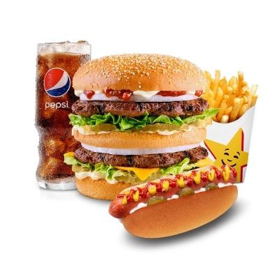 Double Hardee Beef Combo + Hot Dog