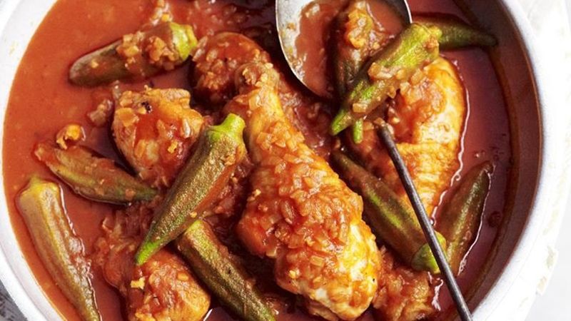 Okra With Quarter Roasted Chicken Meal