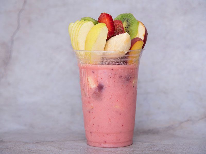 Zabado with fruit pieces