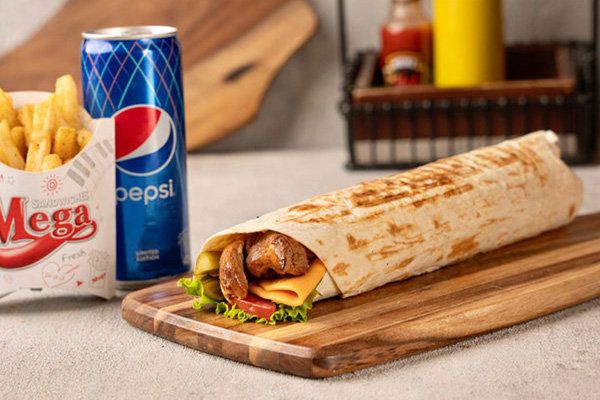 Chicken Grill Wrap - Large and fries