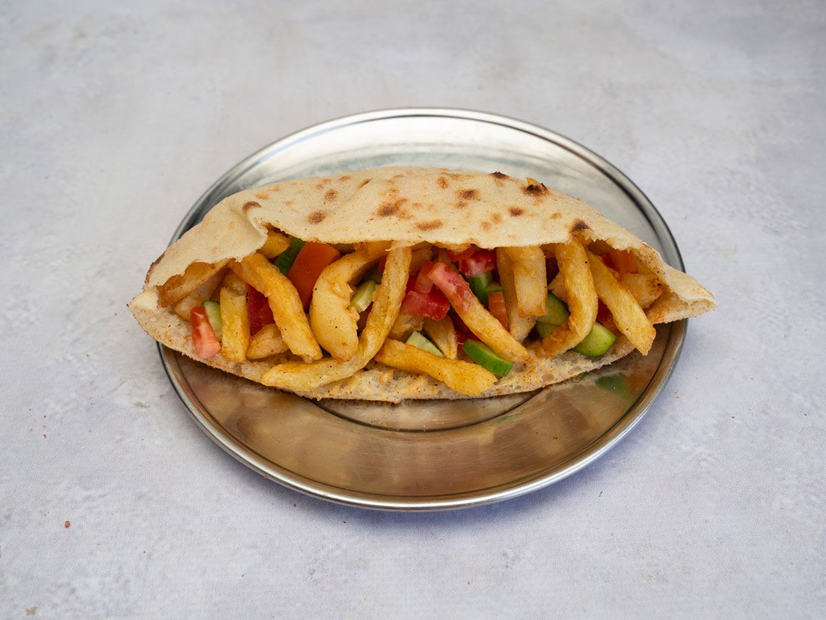 Fries With Salad And Tahini