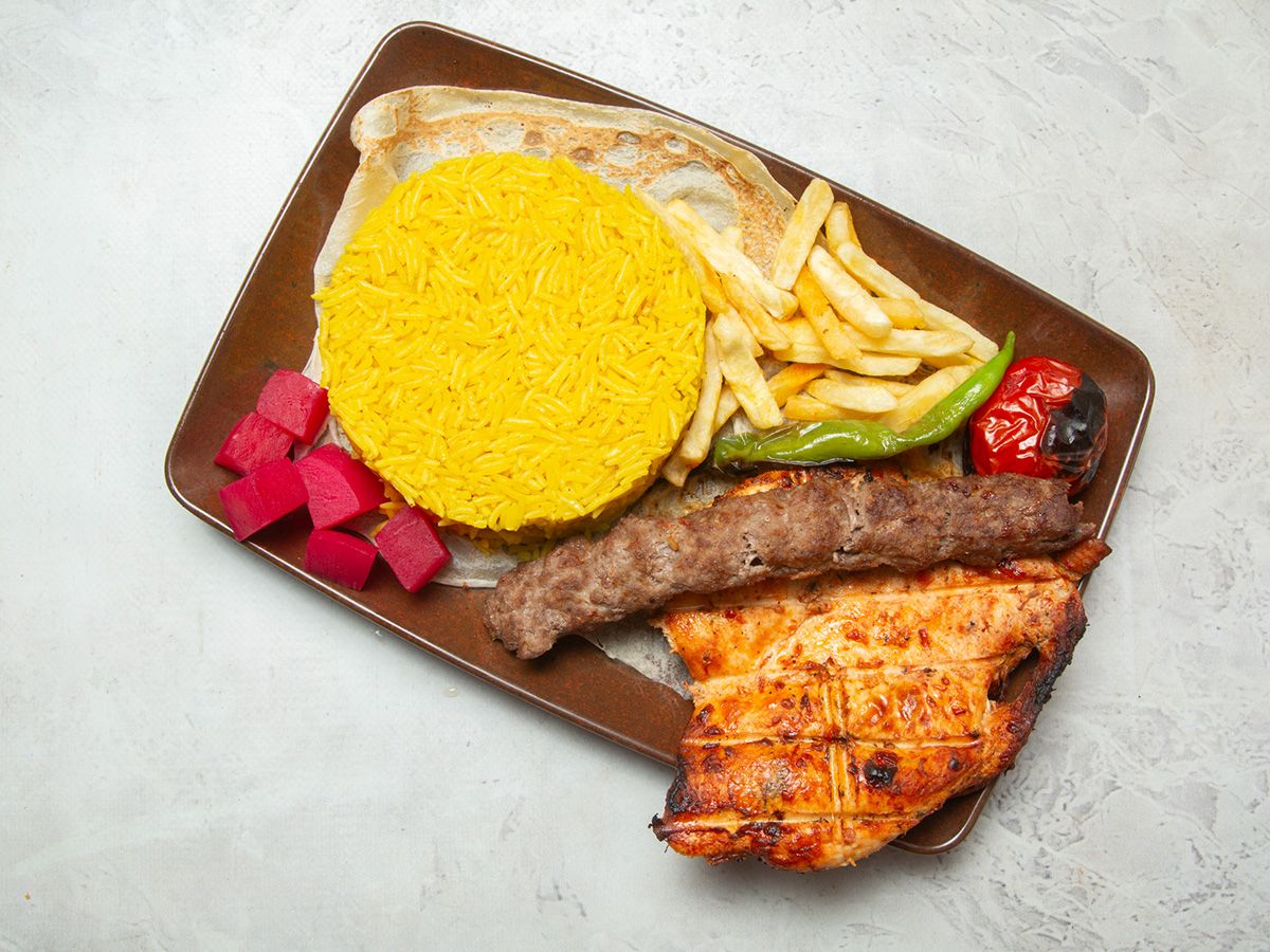 Mixed Pulled Chicken Breast and Chicken Kofta Skewer