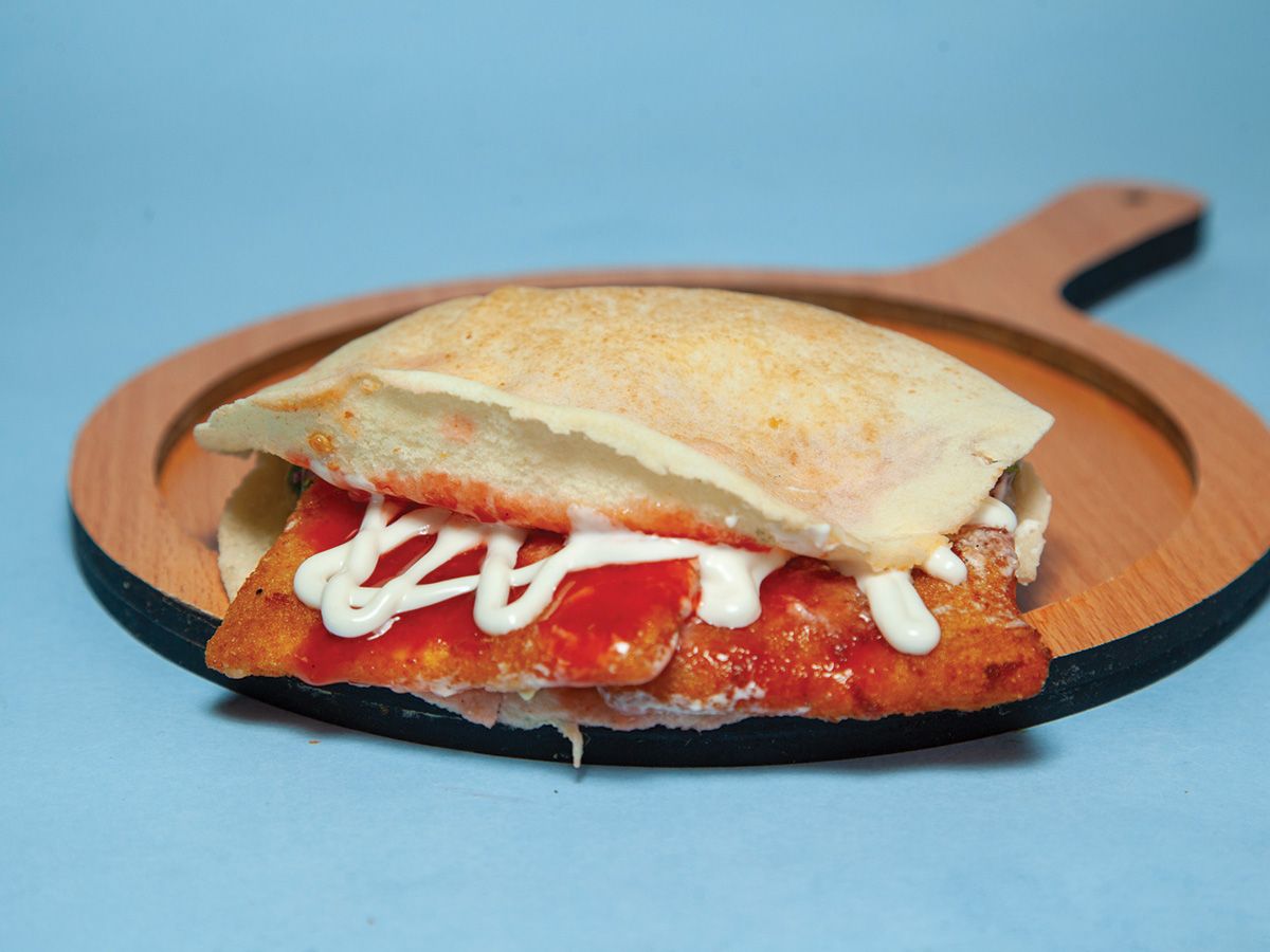 Fried Cheese Sandwich with Ketchup or Mayonnaise