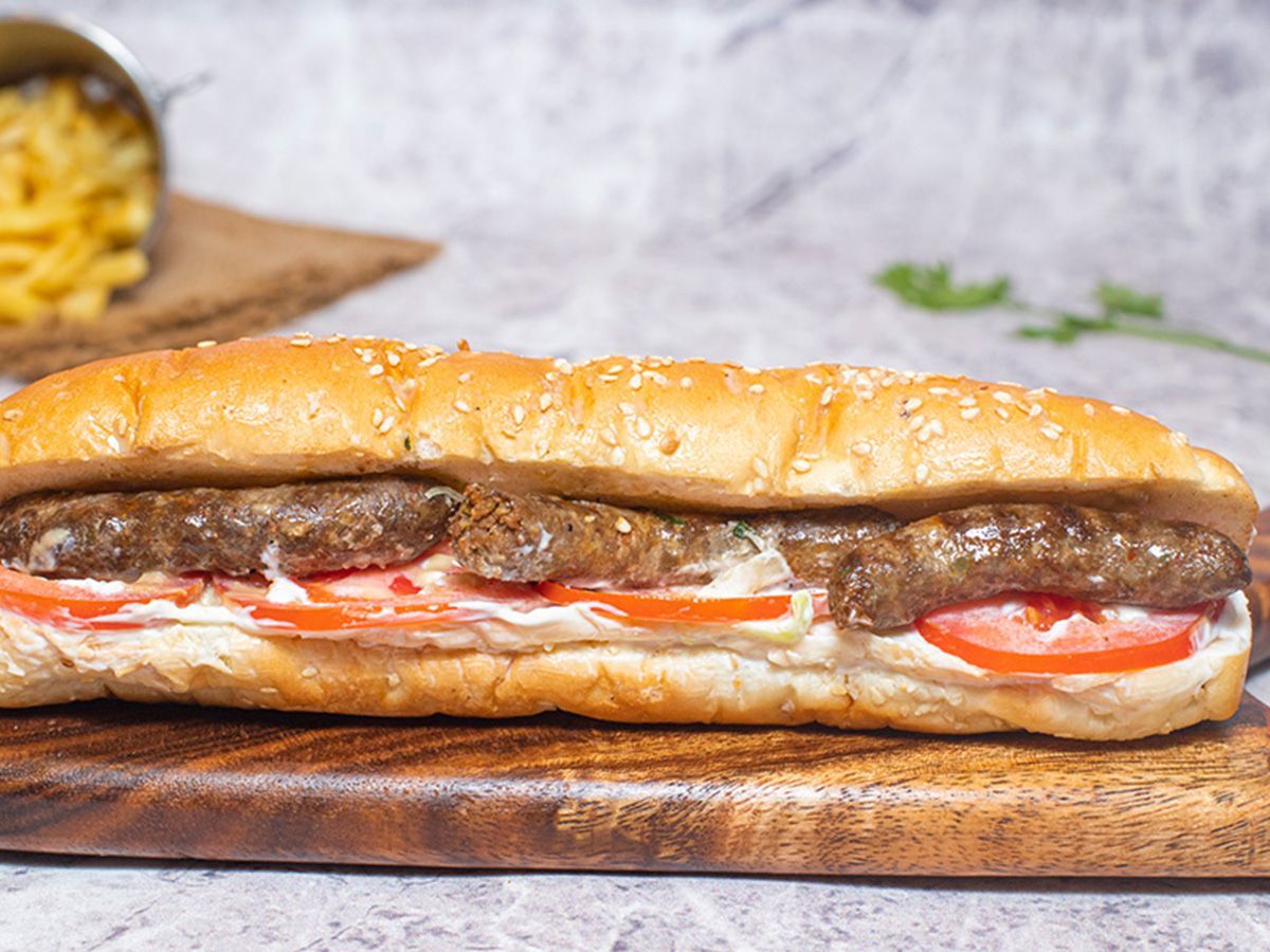 Baladi Sausage With Melted Cheese Sandwich