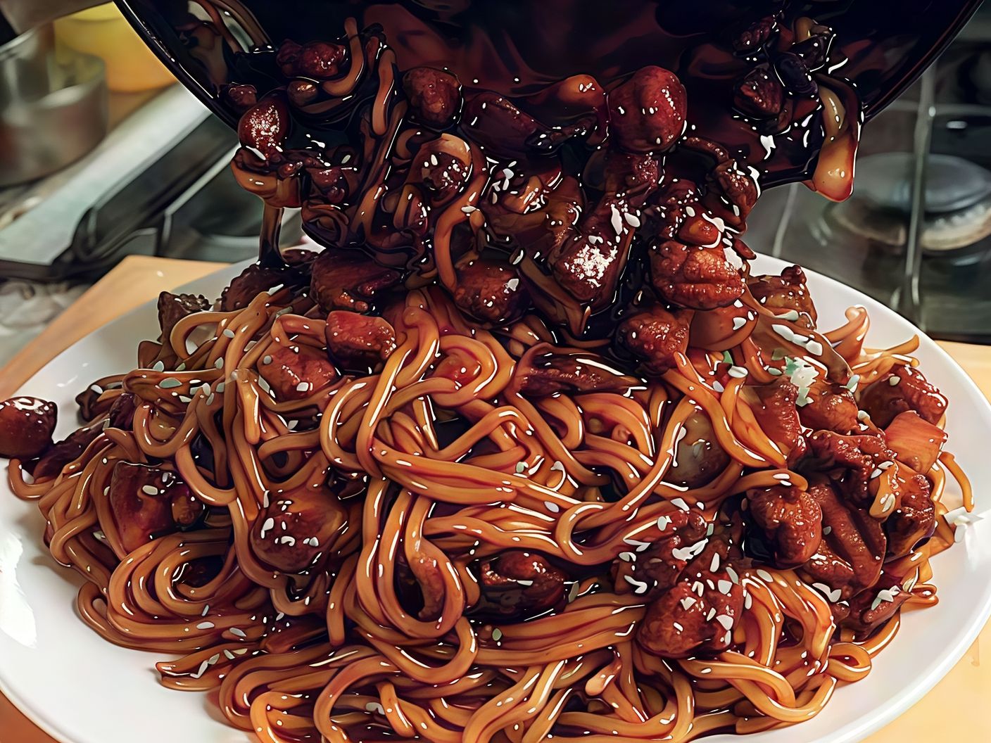 Beef Jajangmyeon Black Beans Noodles