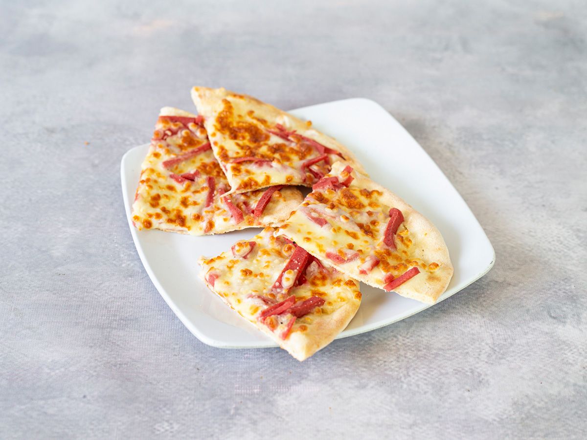 Pastries with mozzarella cheese and luncheon