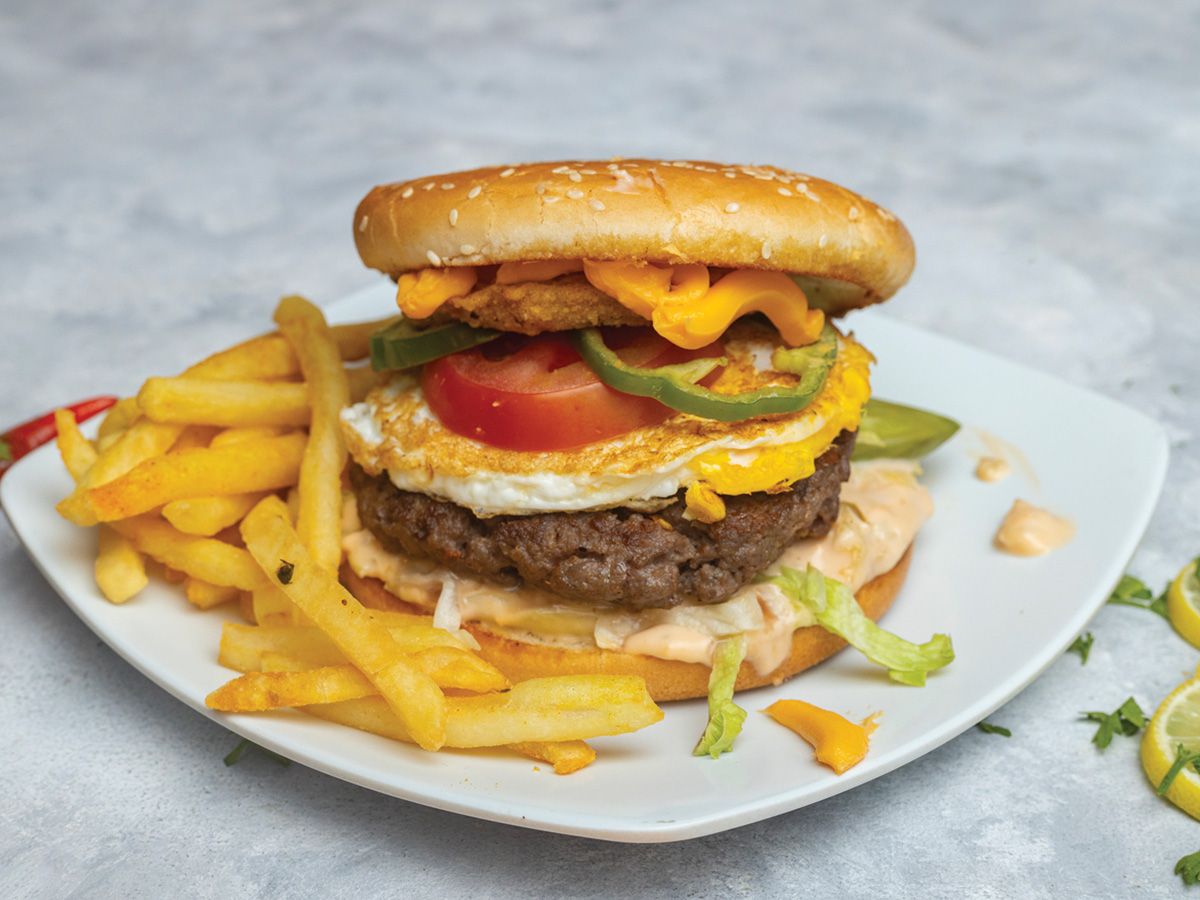 Burger With Cheese And Eggs