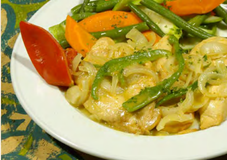 Fried Chicken With Onions And Bell Pepper