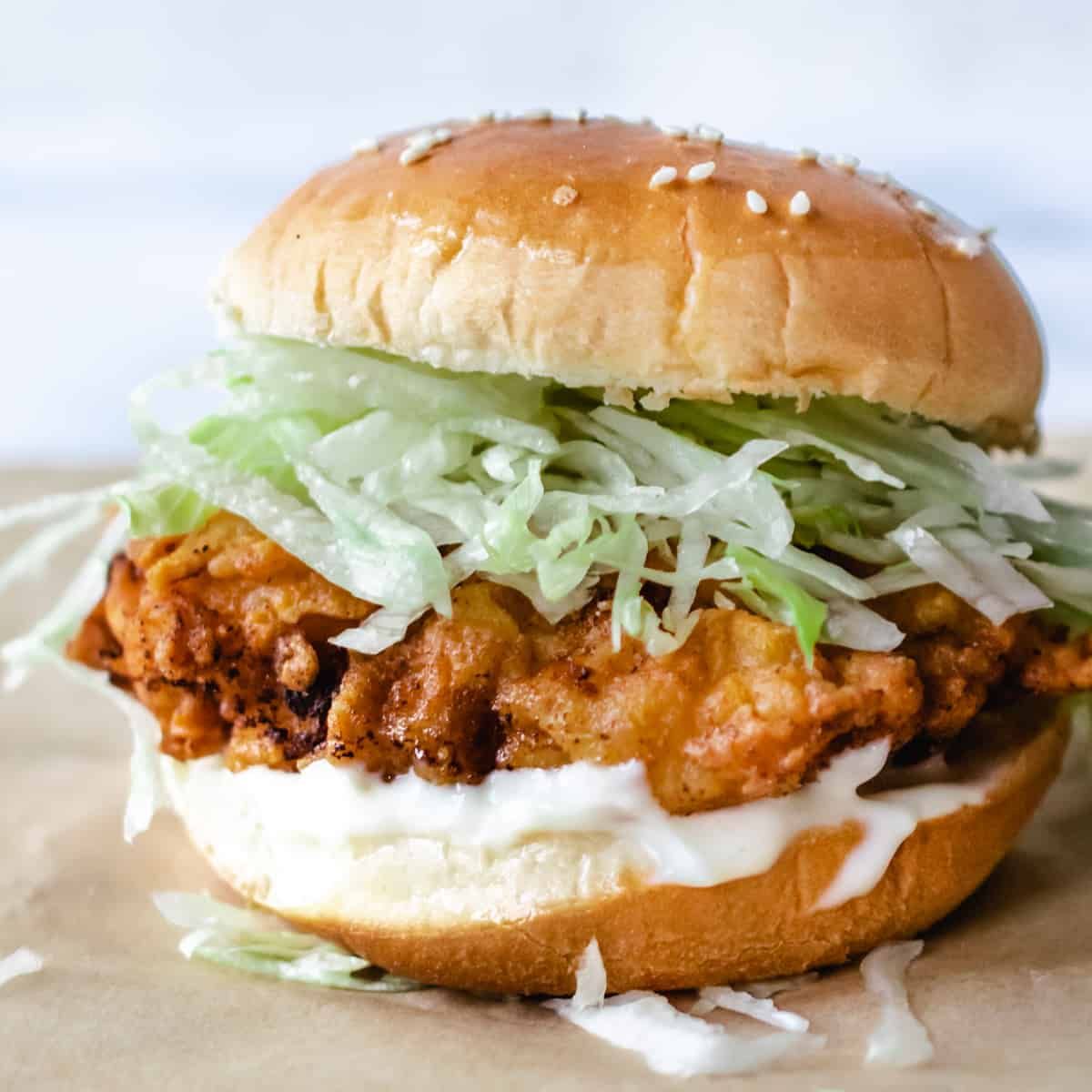 Chicken Burger With Mayonnaise Sandwich