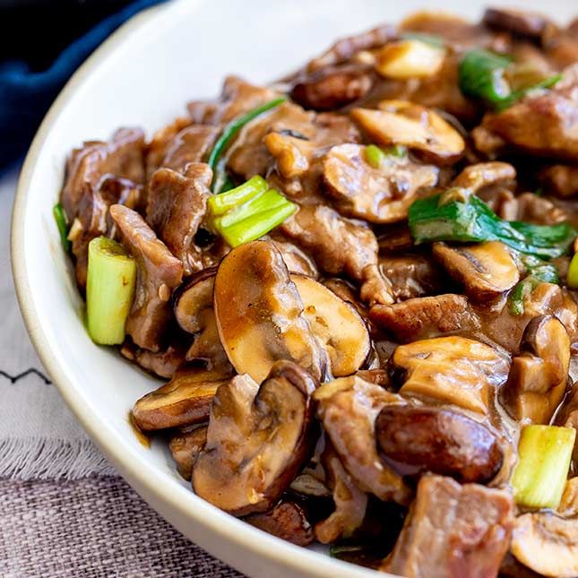 Meat dish with mushrooms