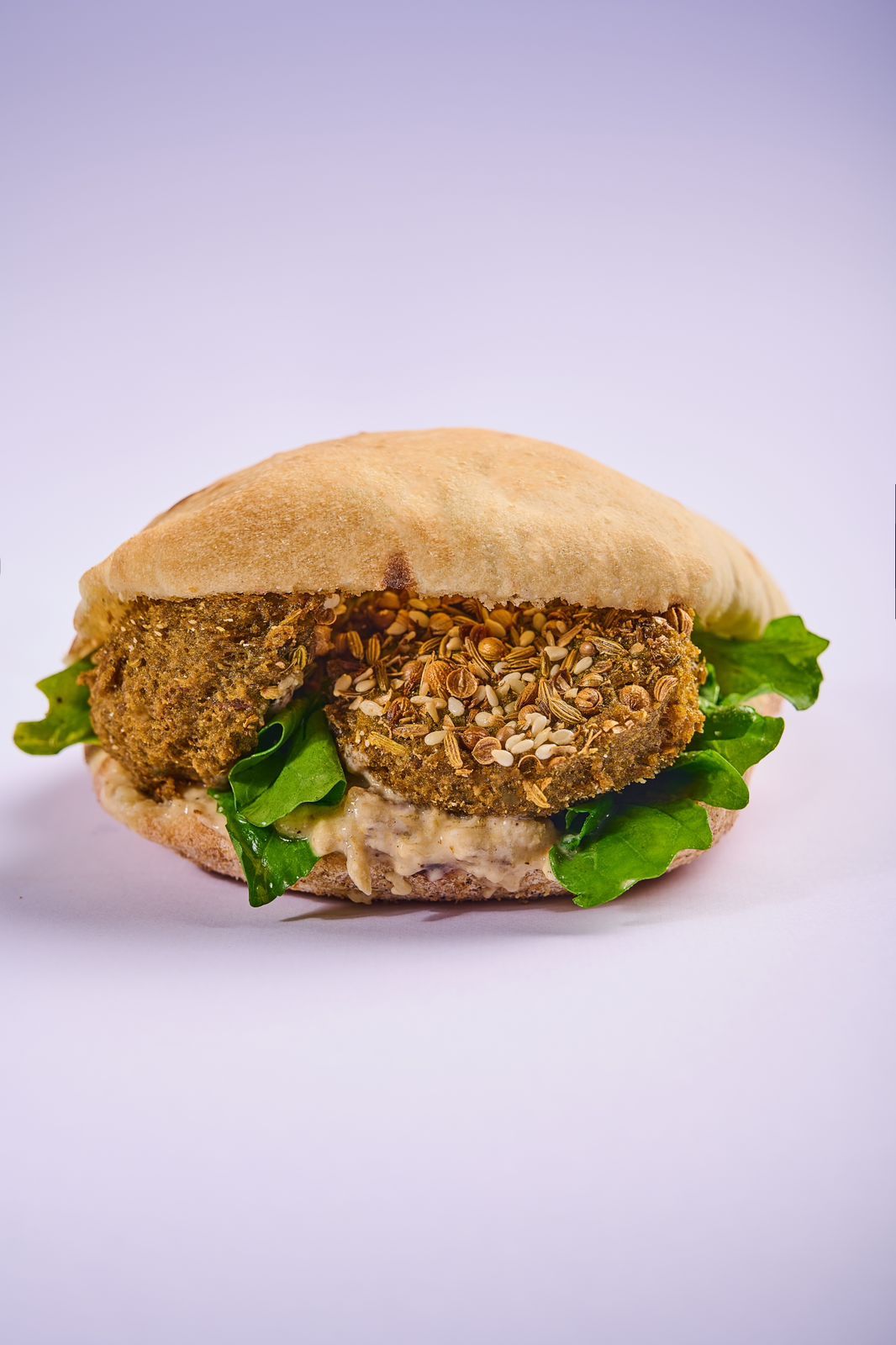 Spicy Taamia with Baba Ghanoush Sandwich