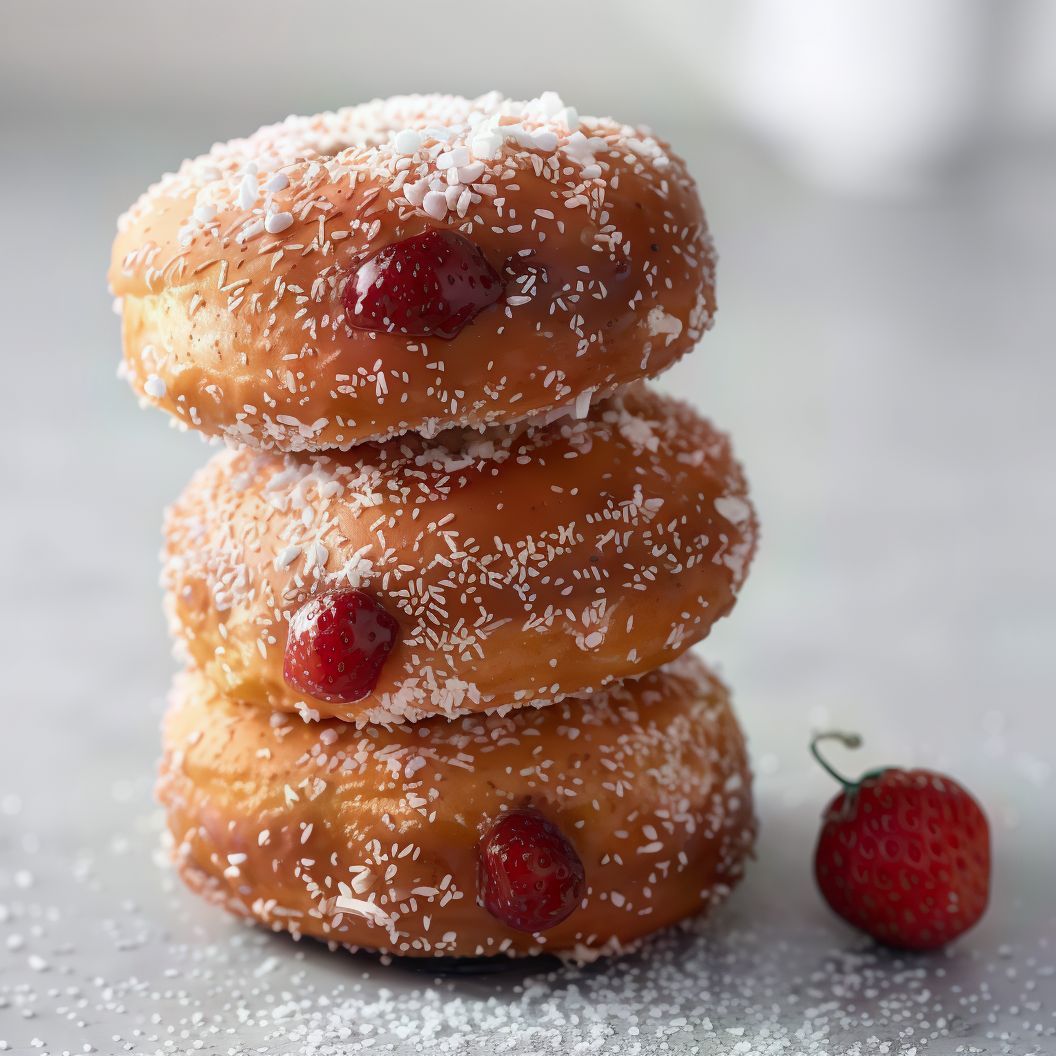 Donut Stuffed With Strawberries Sugar