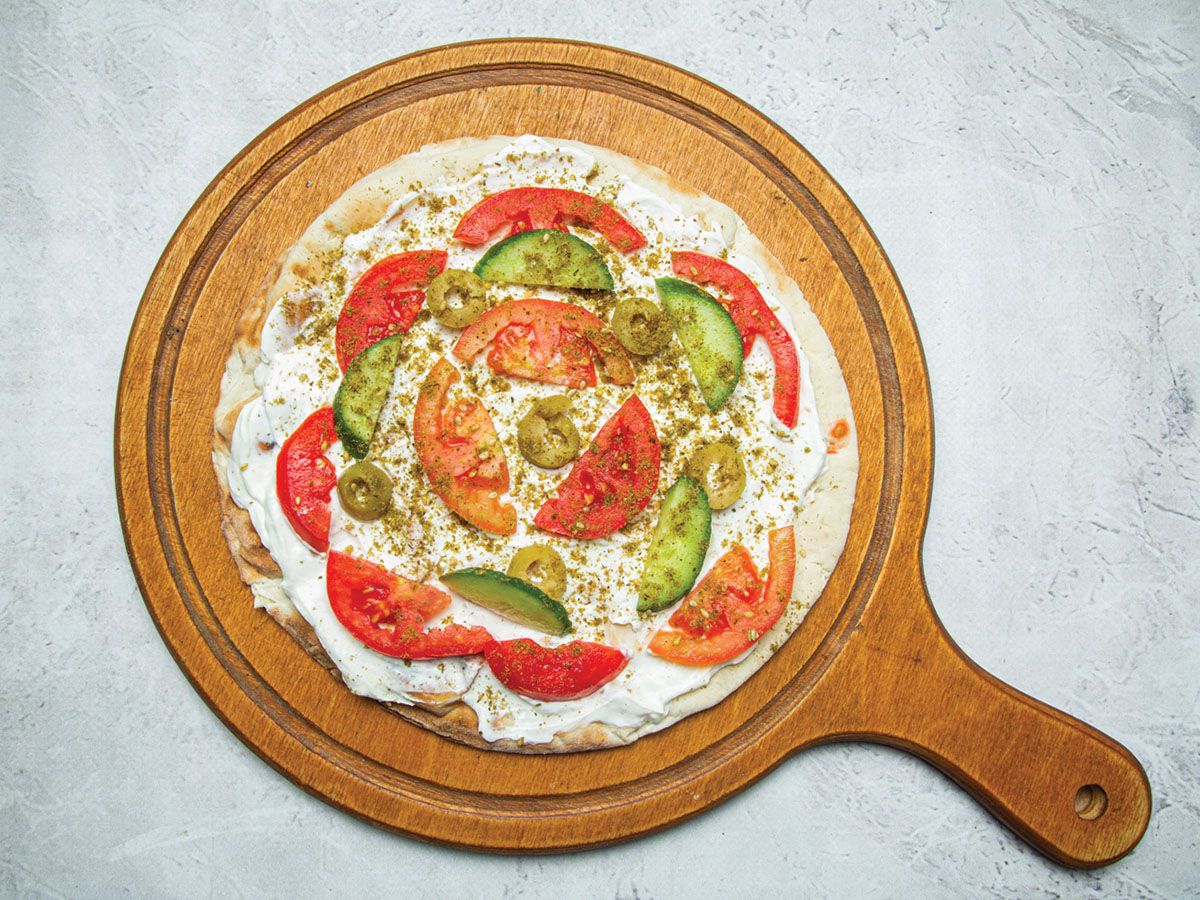 Labneh Manakish With Thyme And Vegetables