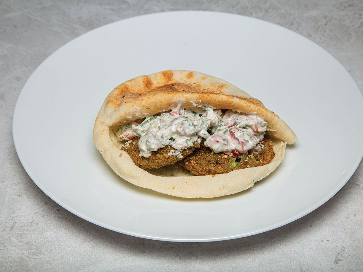 Falafel sandwich on Quraish cheese