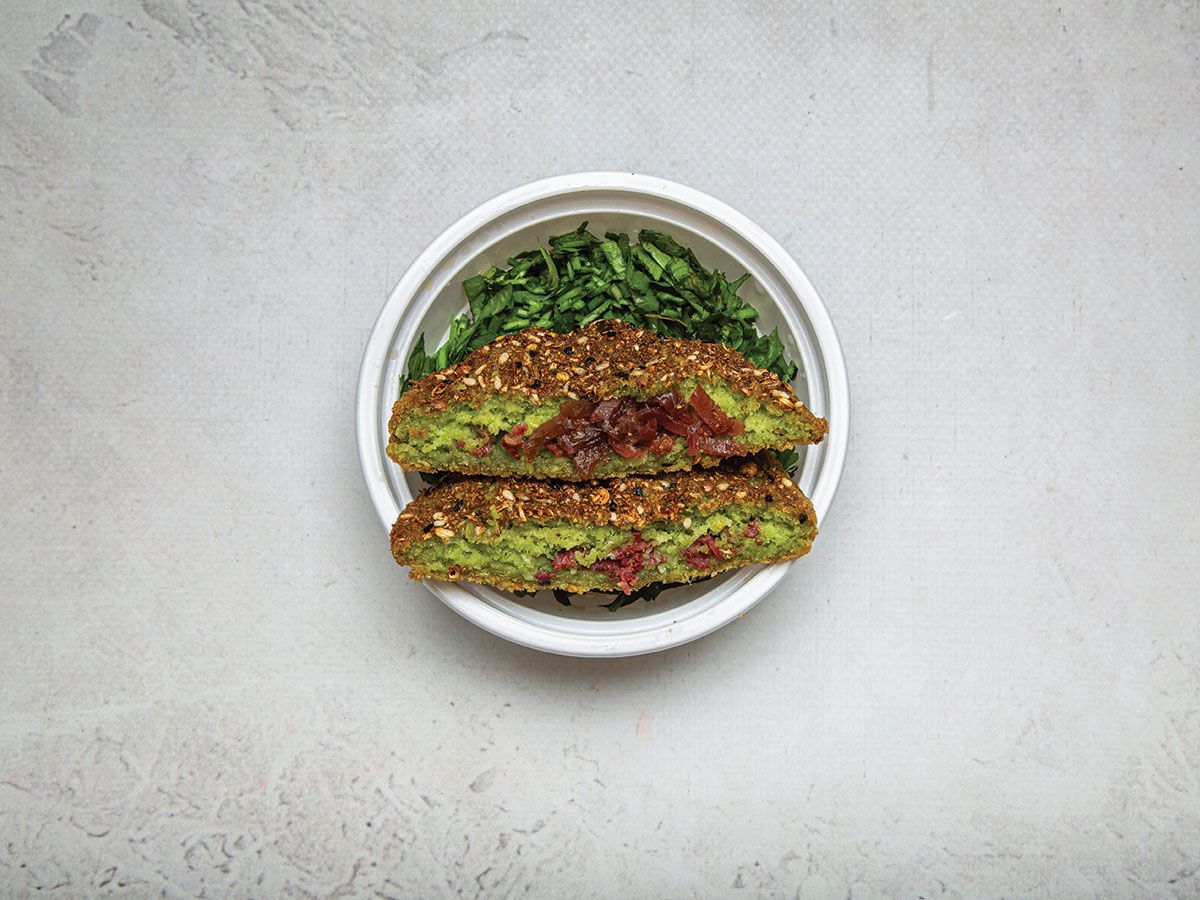 Falafel Patties Stuffed With Pastrami