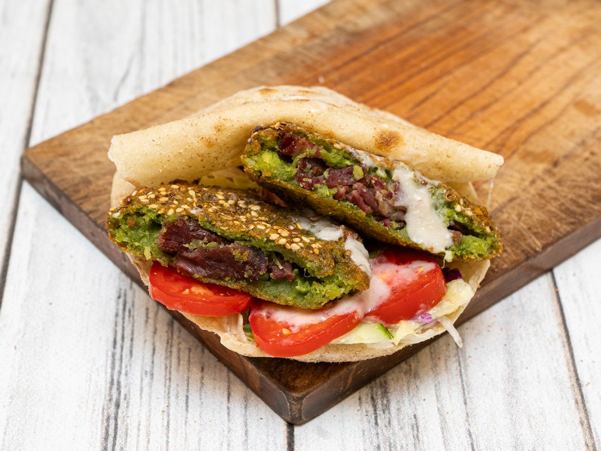 Falafel patty with pastrami