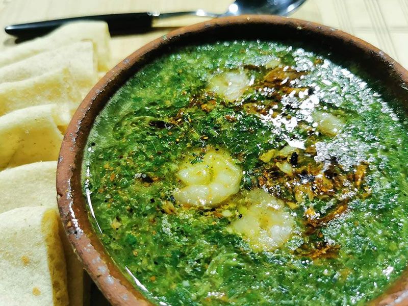 Molokhia with shrimp