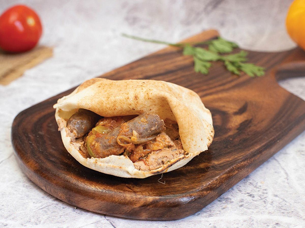 Foul with sausage sandwich