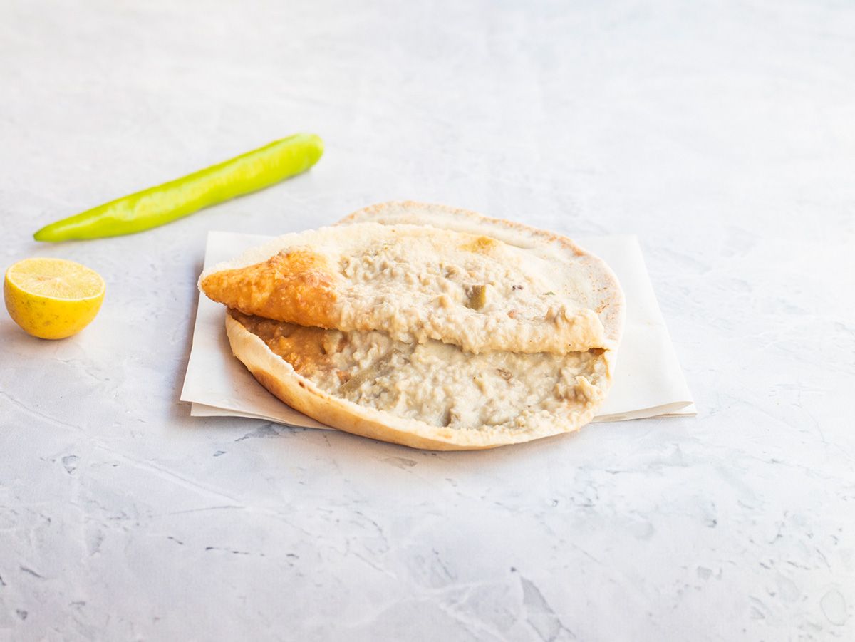 Foul with Baba Ghanoush Sandwich