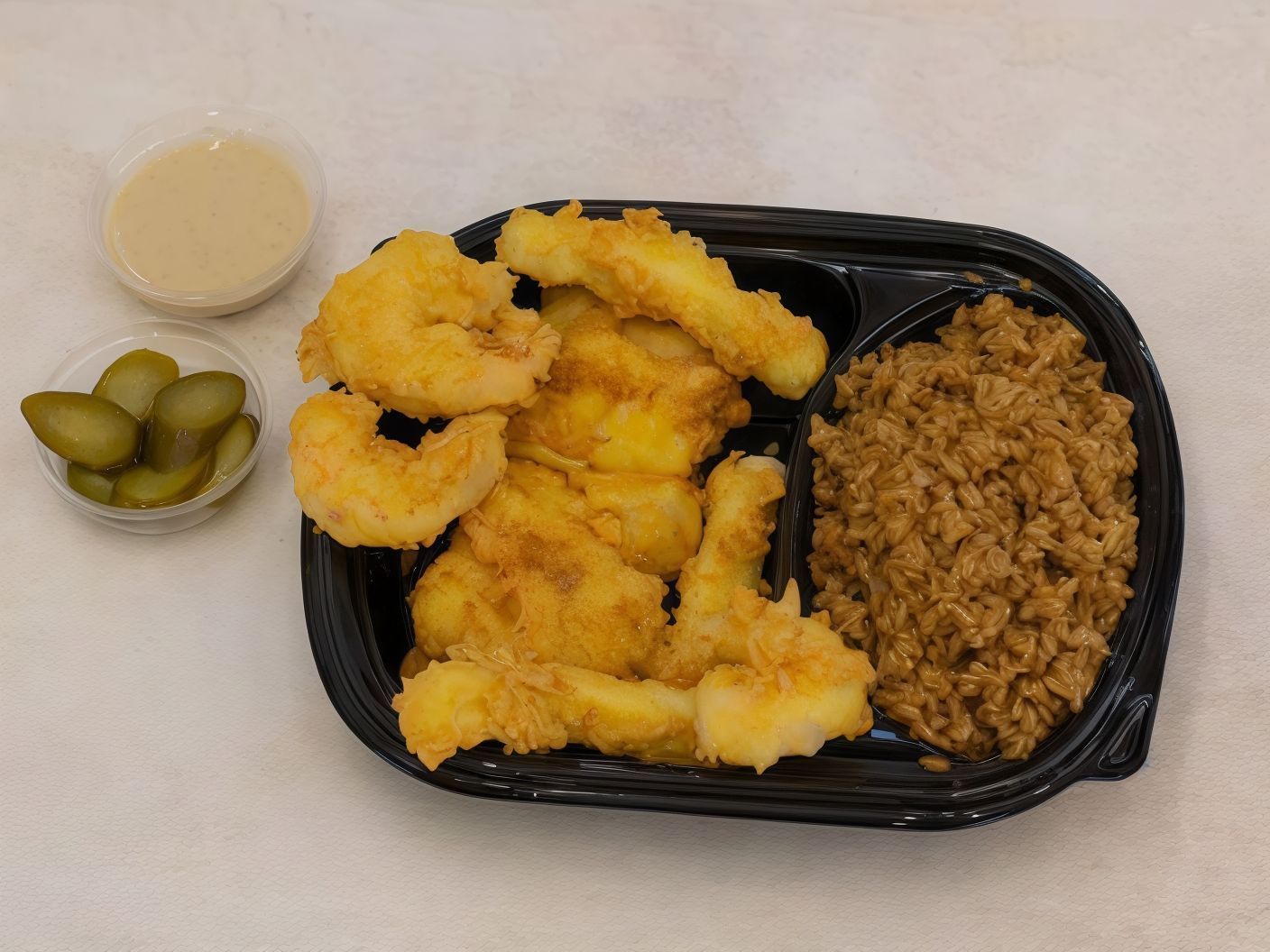 Fried Mix Seafood and Rice Meal
