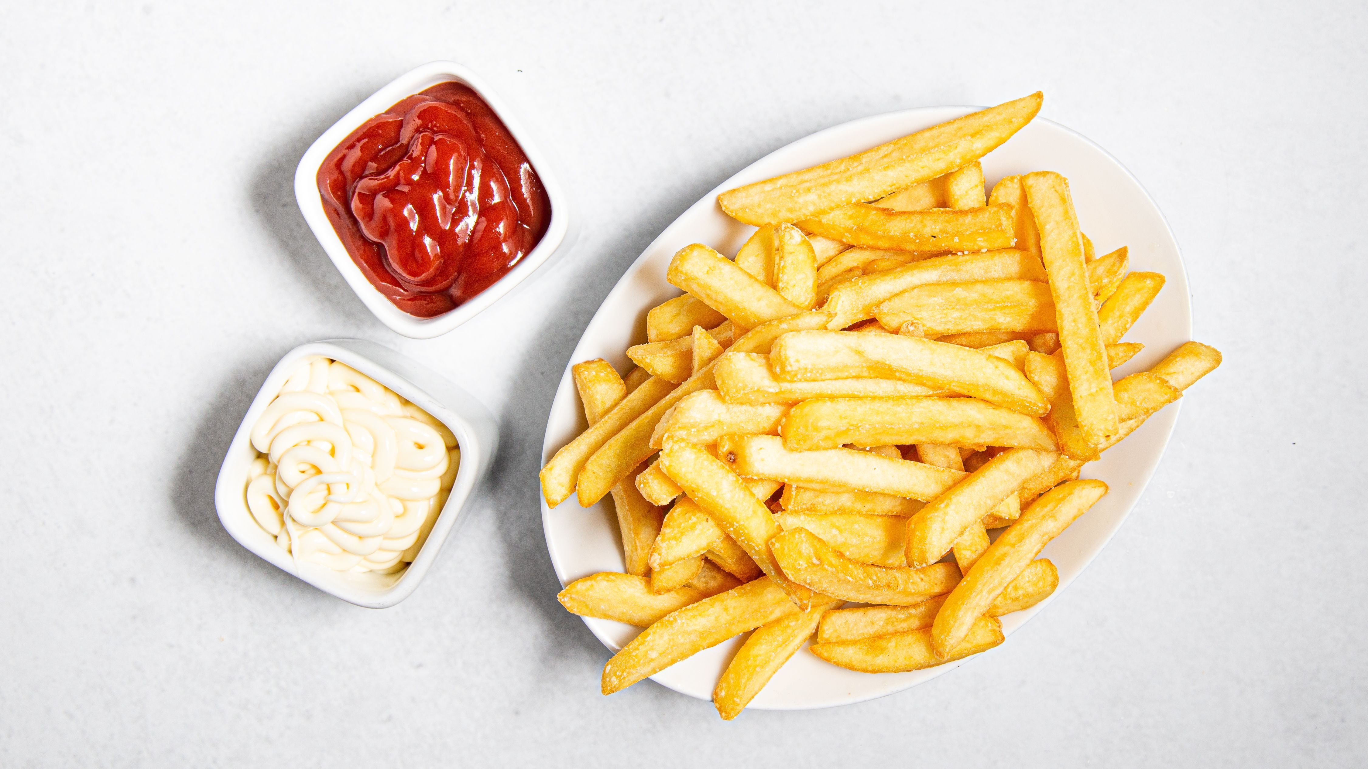 Fries With Ketchup And Mayonnaise
