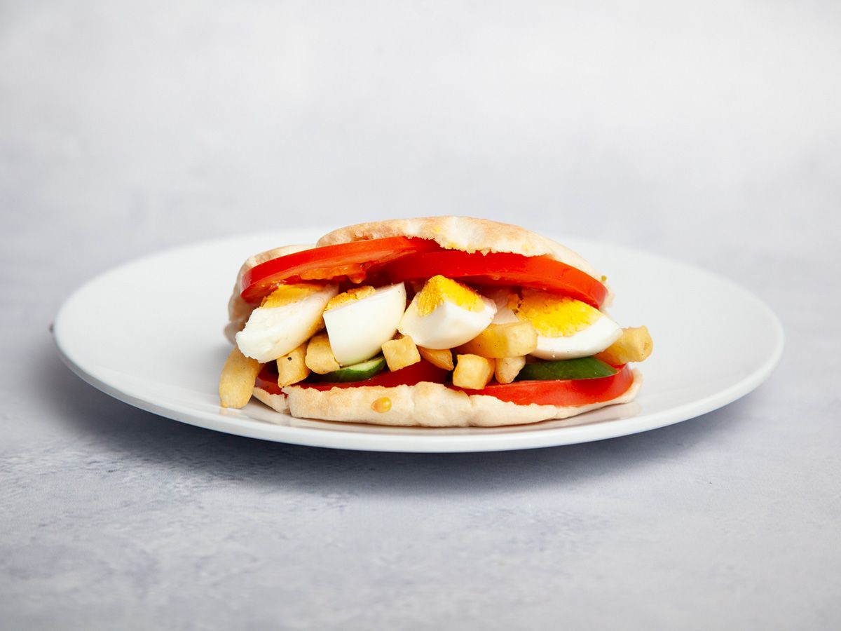 French Fries With Boiled Egg Sandwich