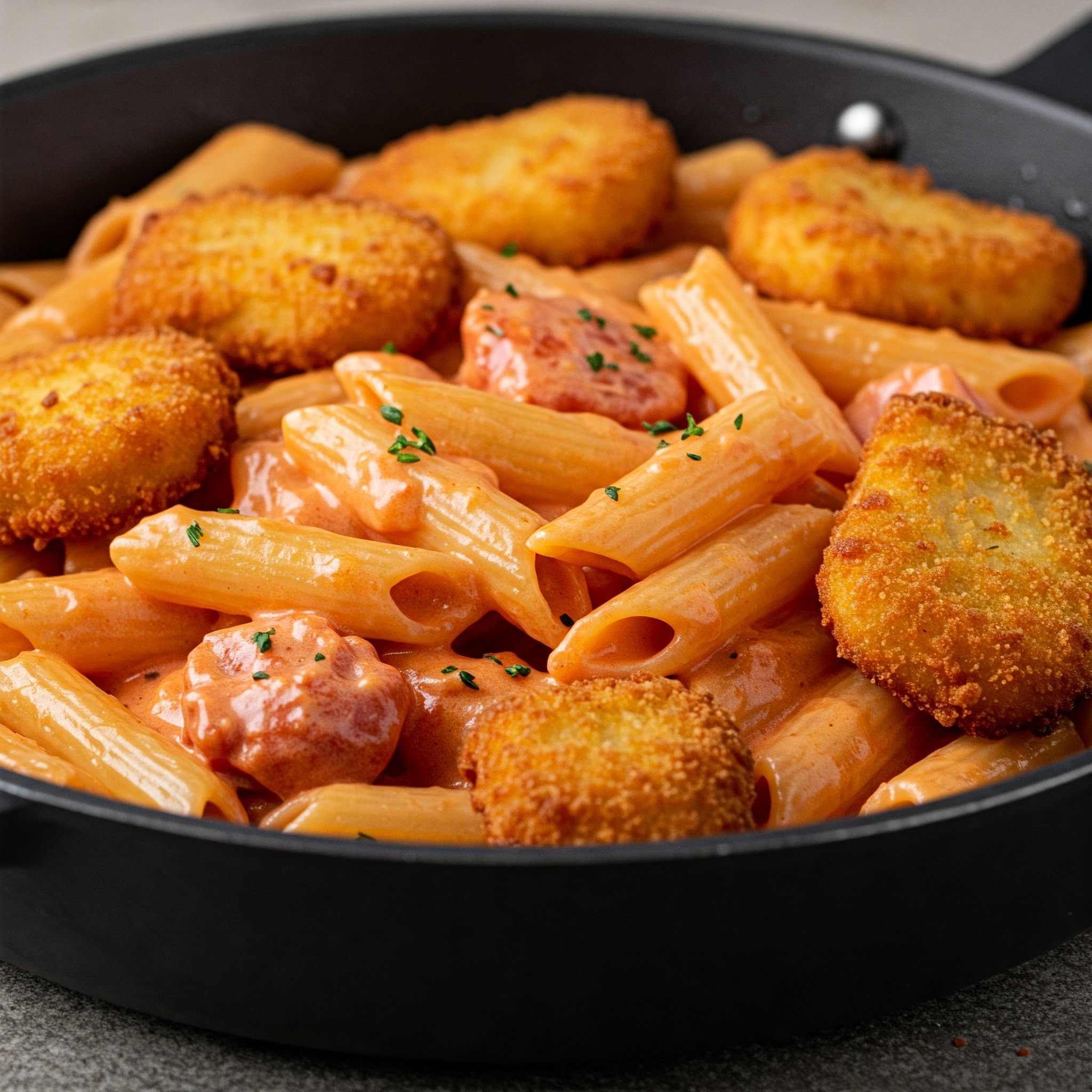 Pasta Pink Sauce with Nuggets